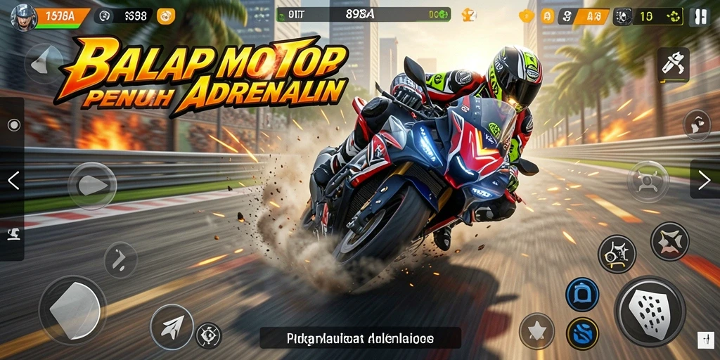 Tampilan gameplay balap motor yang menegangkan di 898A.