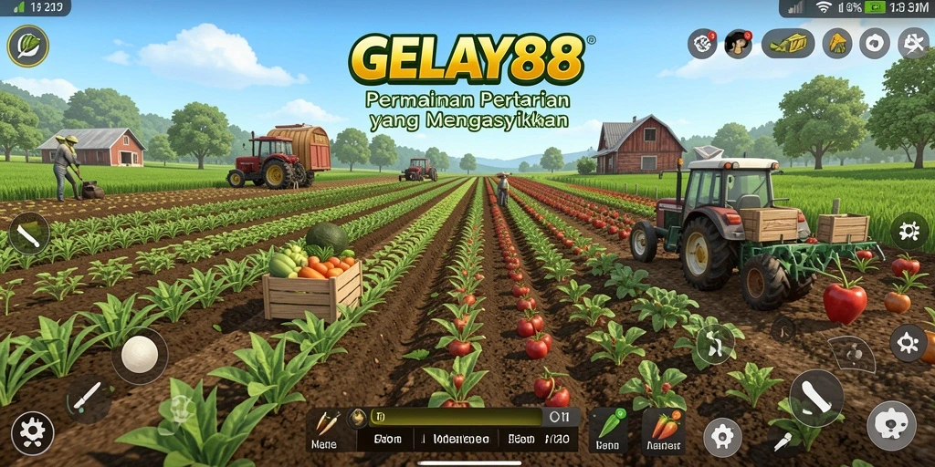 Tampilan gameplay menarik dari GELAY88 dengan aktivitas bertani.