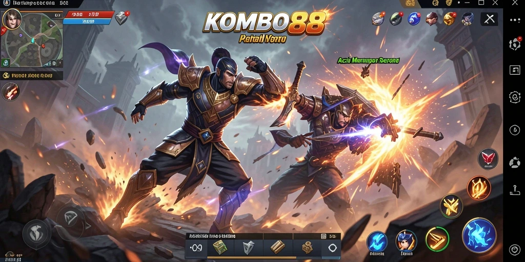 Tangkapan layar gameplay <strong>KOMBO88</strong> yang menunjukkan aksi seru dan pertarungan intens.