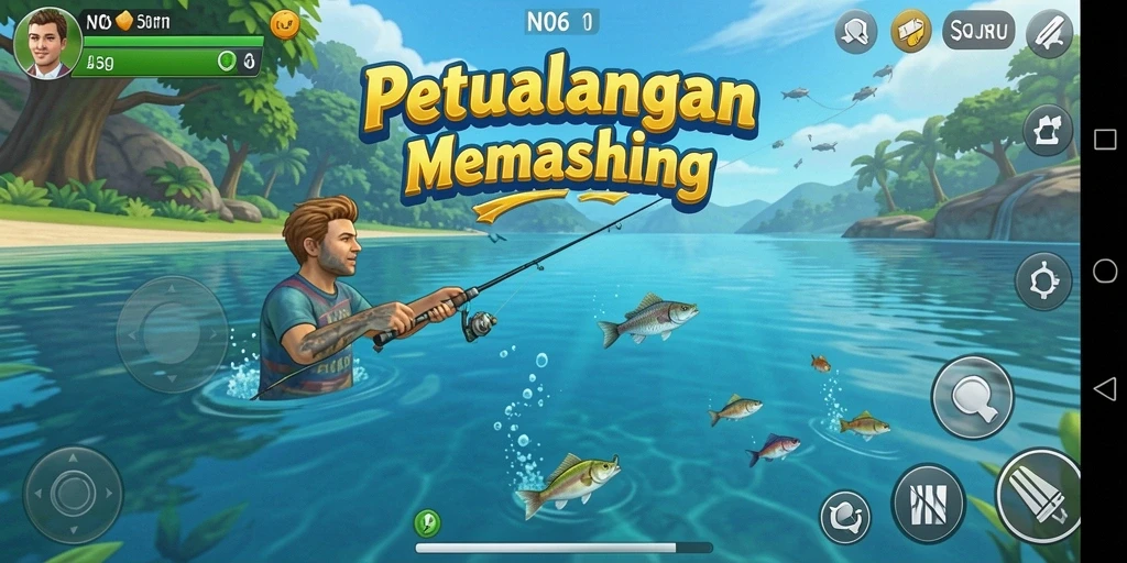 Tampilan gameplay N06 yang menakjubkan saat memancing.