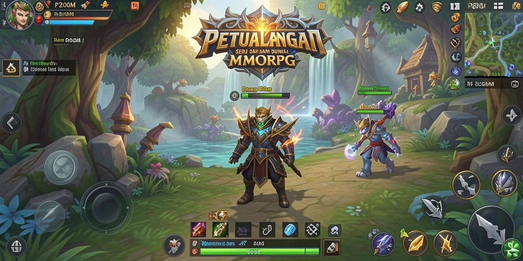 Screenshot P200M menunjukkan aksi seru dalam petualangan MMORPG.
