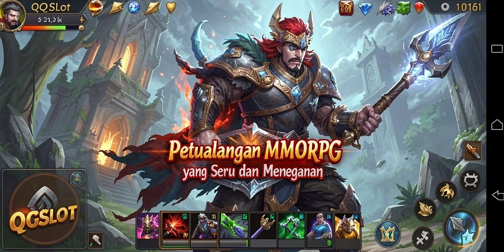 Screenshot gameplay QQSLOT menampilkan aksi seru dan dunia luas MMORPG.