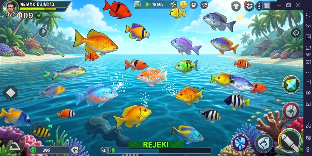 Tampilan gameplay seru tembak ikan di REJEKI.