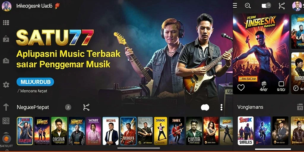 Tampilan seru gameplay SATU77 dengan berbagai pilihan lagu.